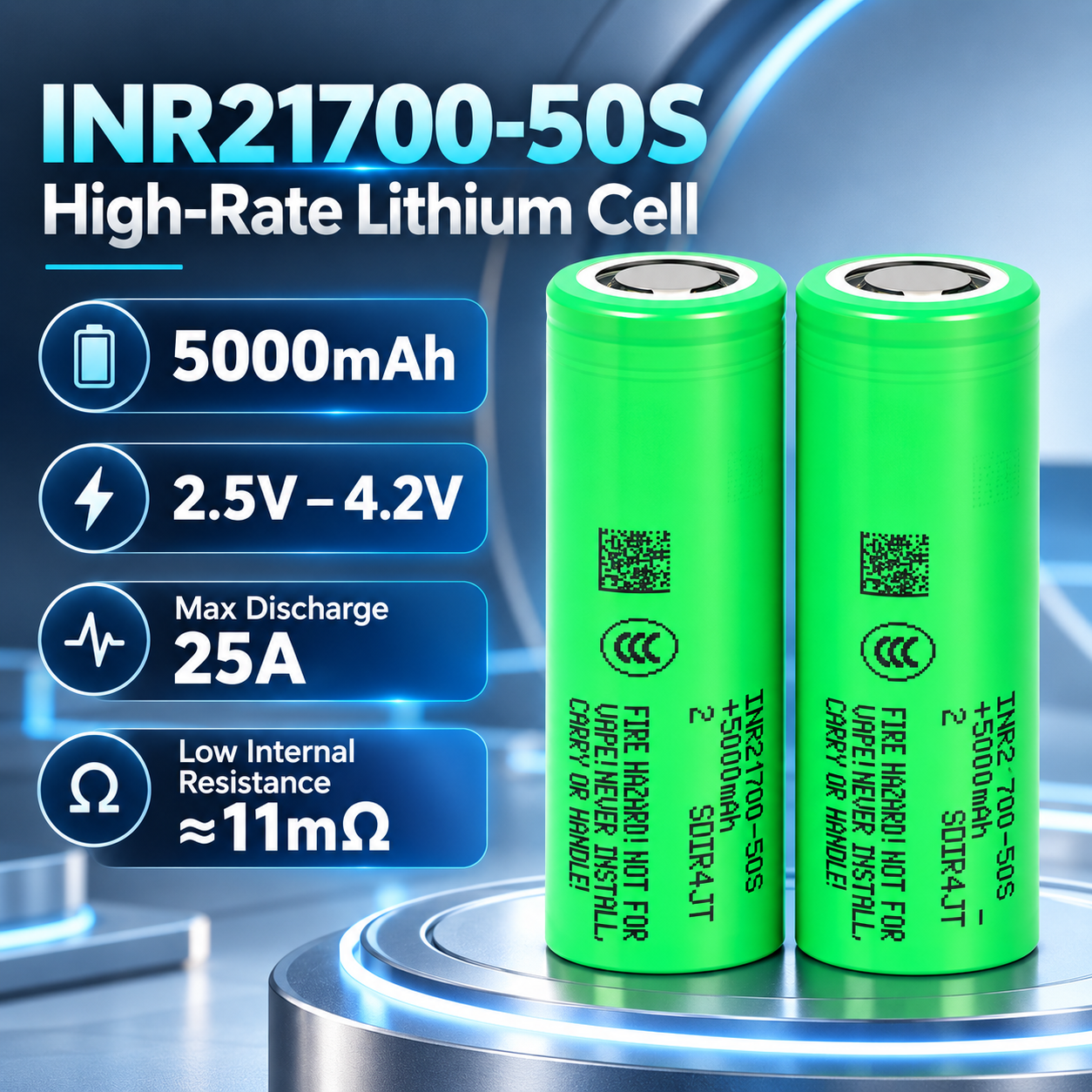 三星 50S 21700 5000mAh 5C 25A 电池
