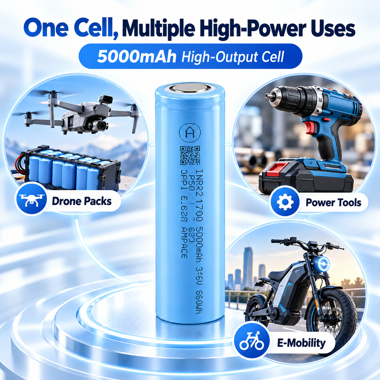 Ampace JP50 21700 5000mah 12C 60A Battery - 图片 2