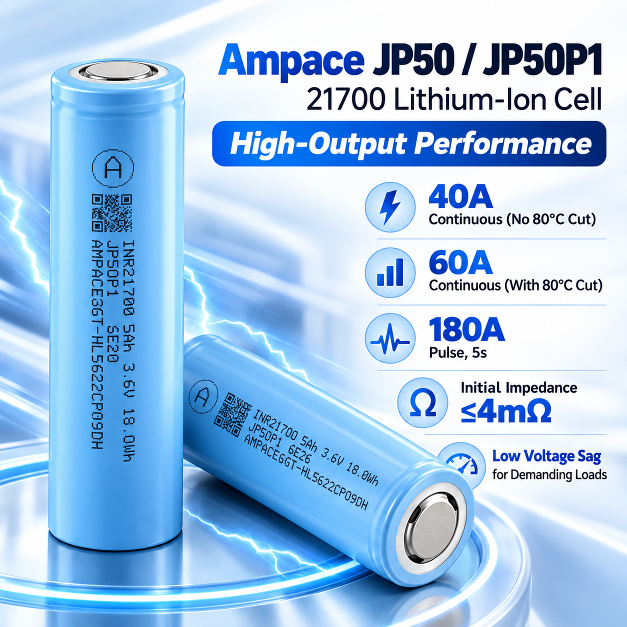 Ampace JP50 21700 5000mah 12C 60A Battery - 图片 11