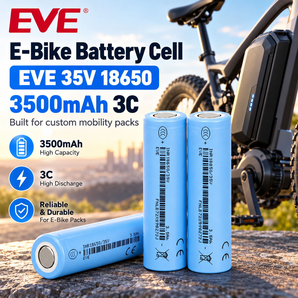 EVE 35V 18650 3500mAh 3C 10A Battery - 图片 3
