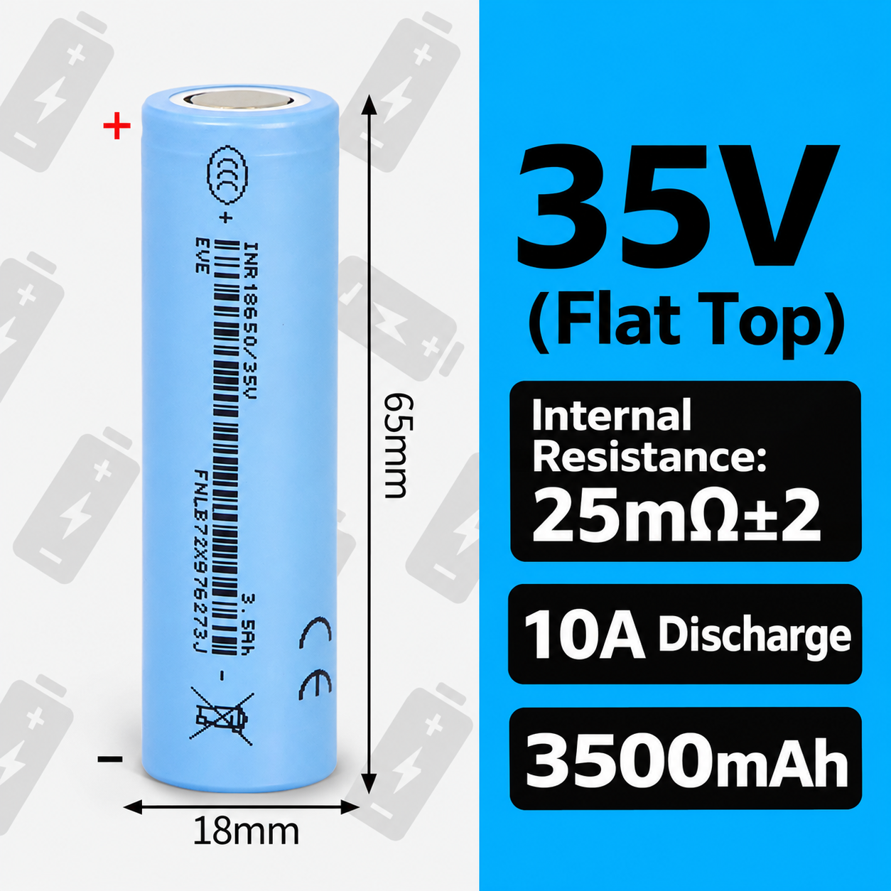 EVE 35V 18650 3500mAh 3C 10A Battery - 图片 8