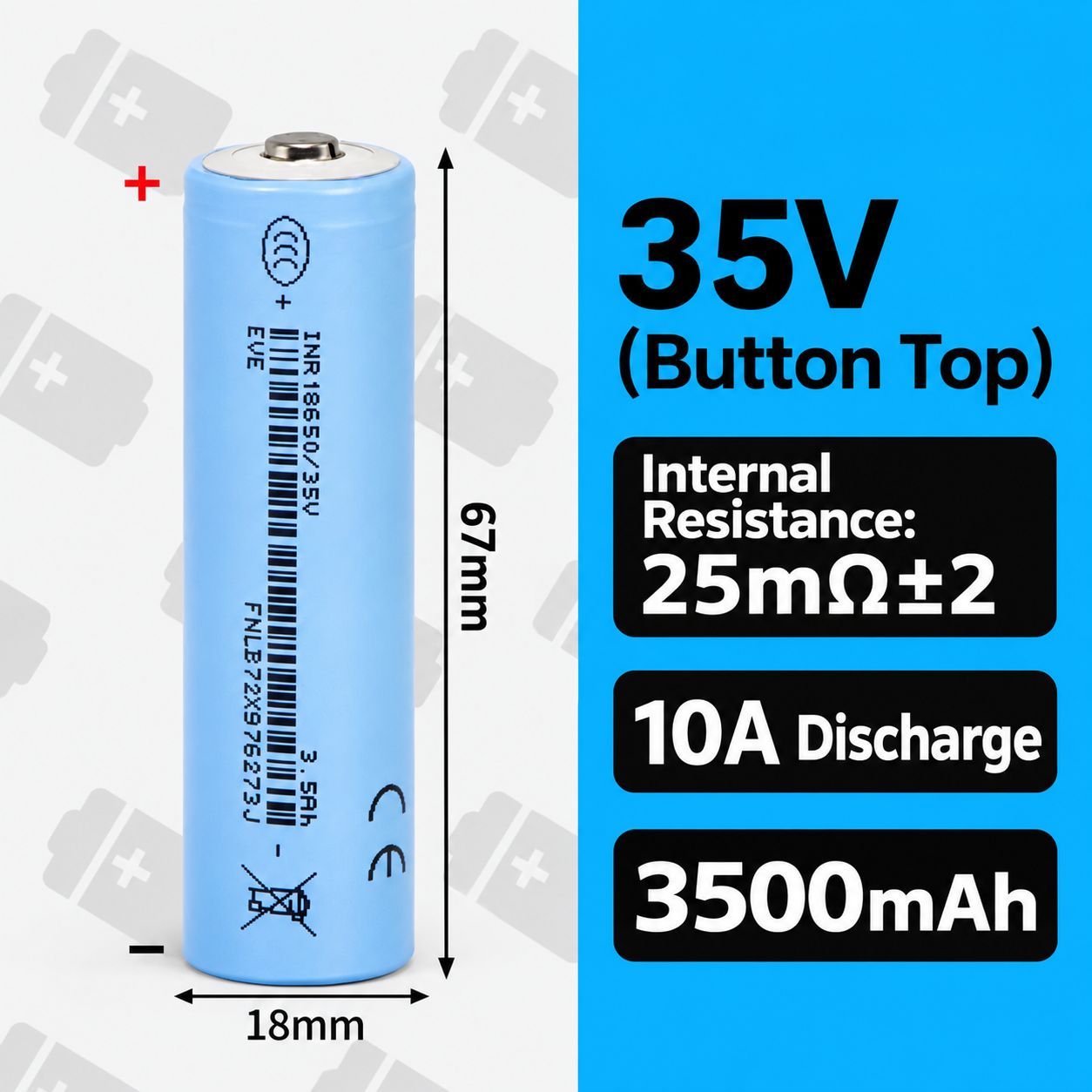 EVE 35V 18650 3500mAh 3C 10A Battery - 图片 9