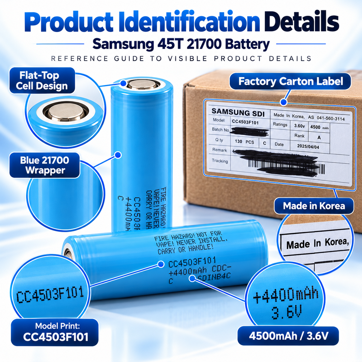 Samsung 45T 21700 4500mAh 10C 50A Battery - 图片 8