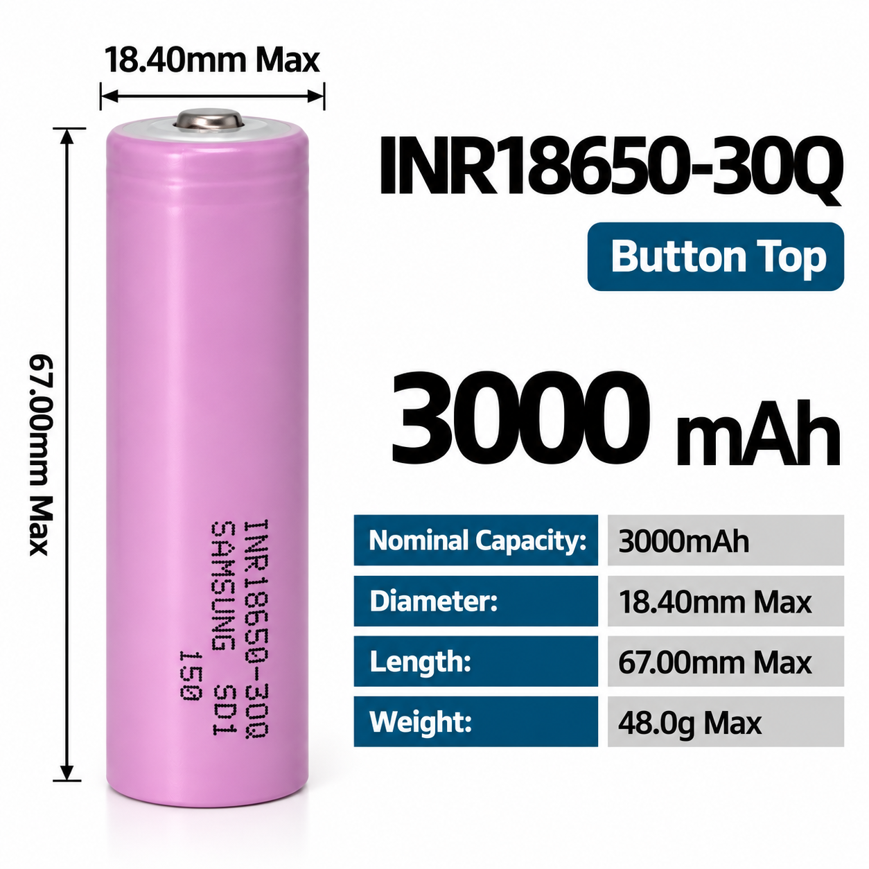 Samsung 30Q 18650 3000mAh 5C 15A Battery - 图片 9