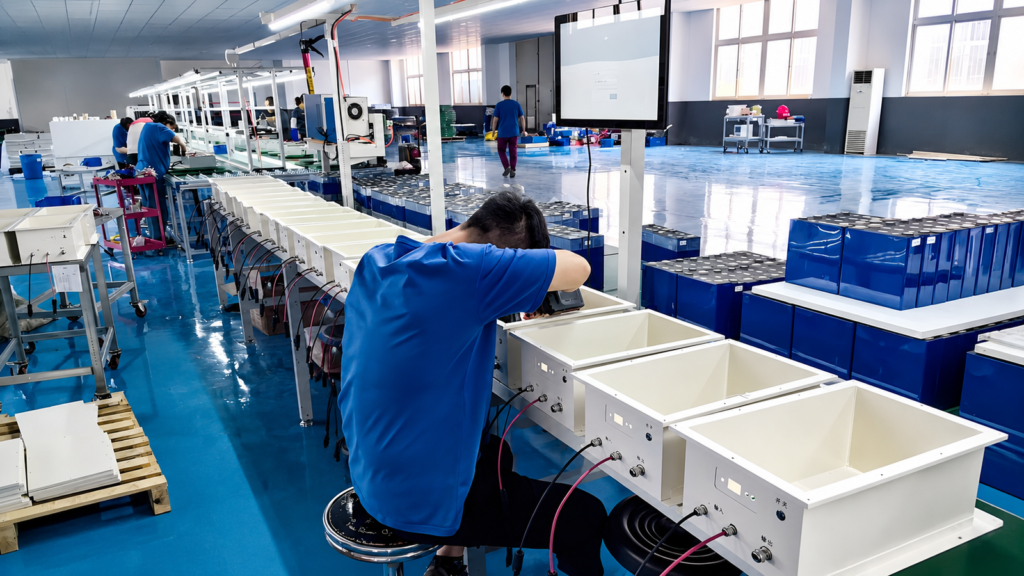 Battery testing and quality control area at MIBANG POWER factory
