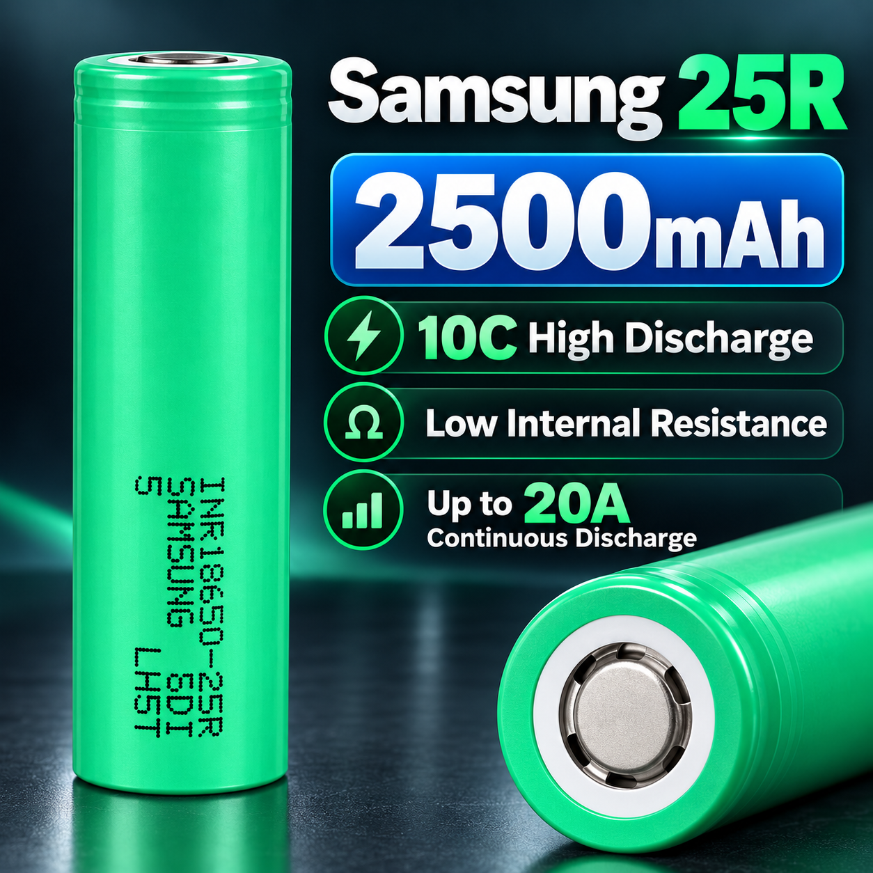 Samsung 25R 18650 2500mAh 10C 20A Battery - 图片 5