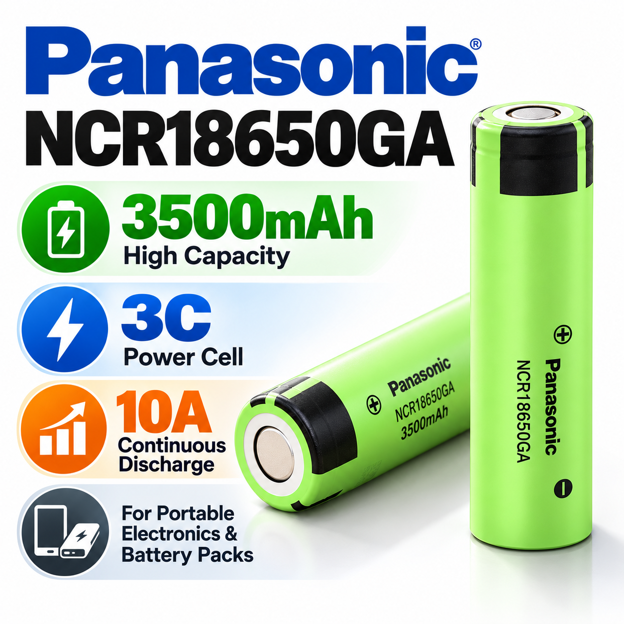 Panasonic NCR18650GA 3450mAh 10C Battery - 图片 5