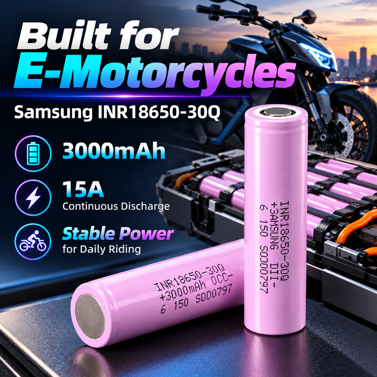 Samsung 30Q 18650 3000mAh 5C 15A Battery - 图片 4