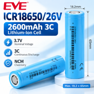 EVE 26V 18650 2550mAh 3C 7.5A Battery