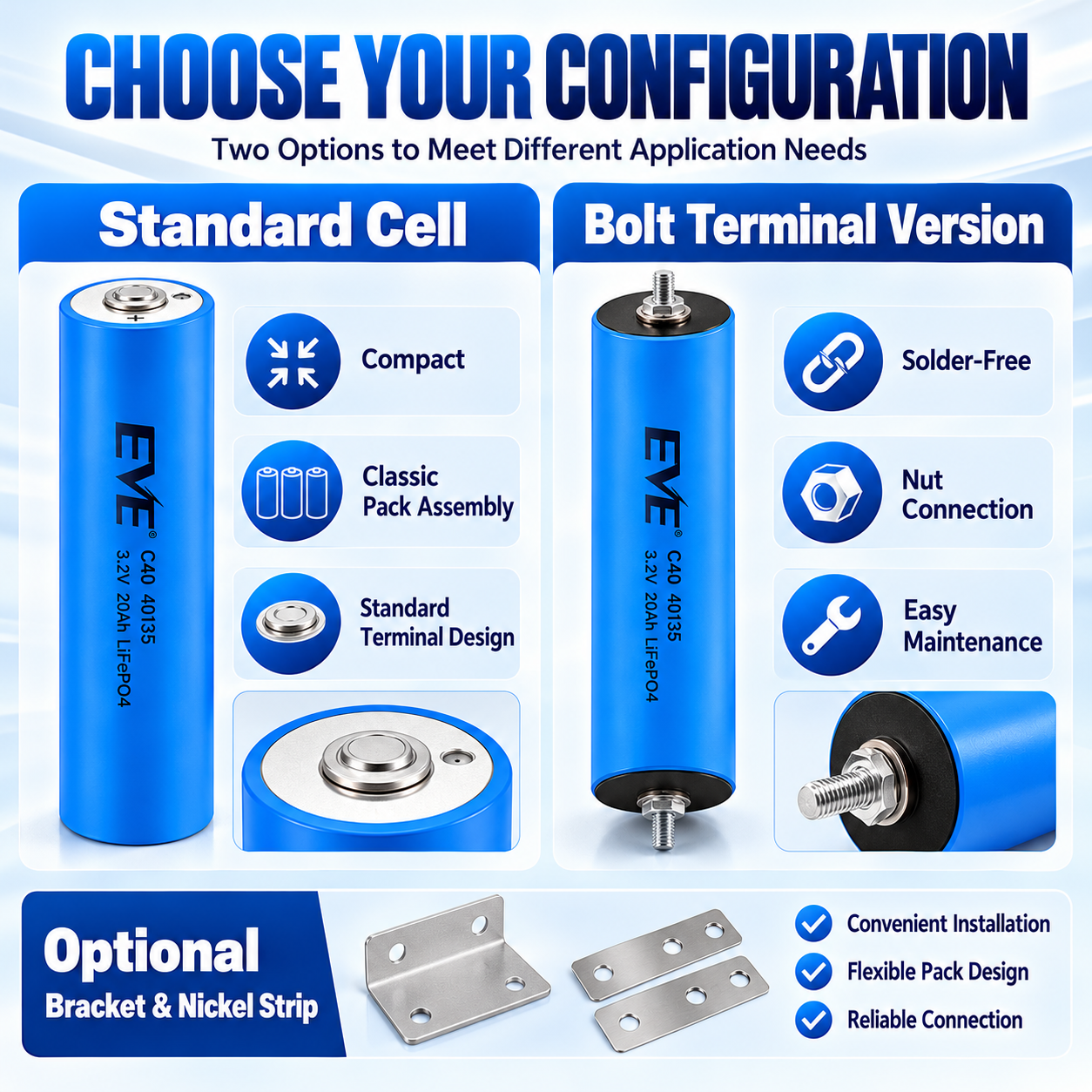 EVE C40 40135 LiFePO4 Battery – 3.2V Cylindrical 20A Power Cell - 图片 10
